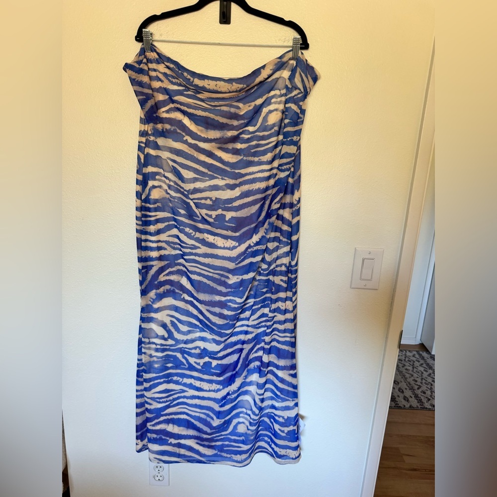 NEW ASOS Design Curve Mesh Bandeau Midi Dress Cowl Strapless Size 22 Plus NWT - Picture 3 of 9